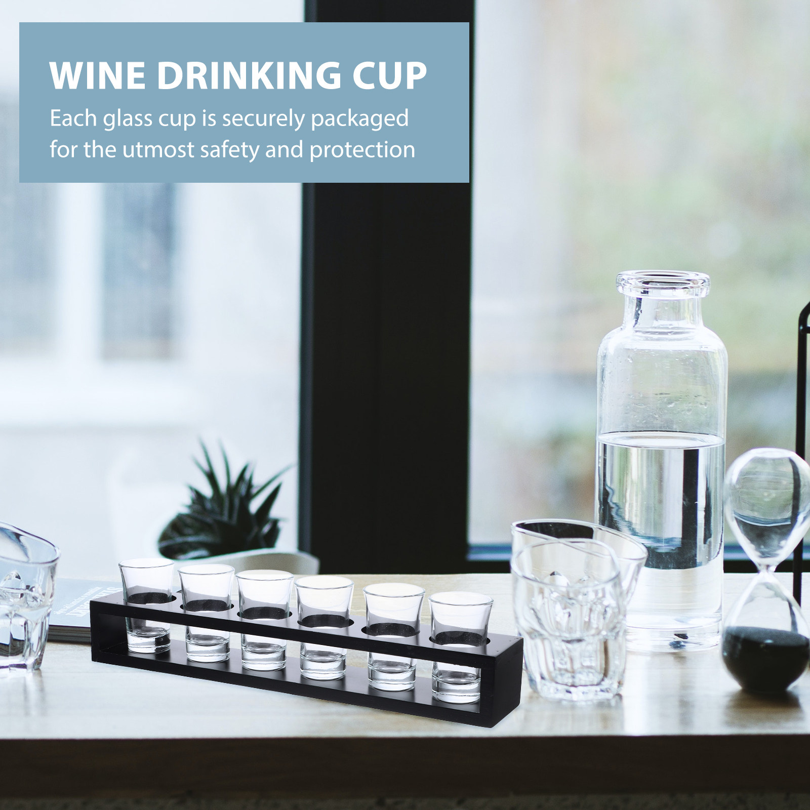 Wine Glass Set with Wooden Hol - đánh giá và giá Home Bar Set